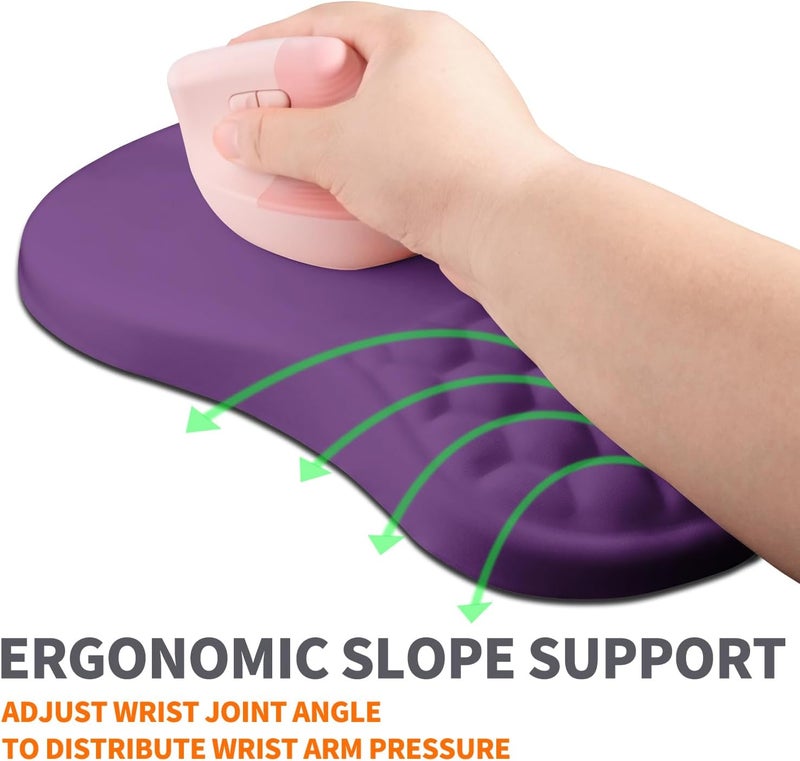 Armanza Ergonomic Joint Wrist Support Mouse Pad with Memory Foam Cushion Massage Bump, Carpal Tunnel Pain Relief Mousepad Slope Design for Wrist Rest, 11.8x7.9 in, Dark Violet - Image 2